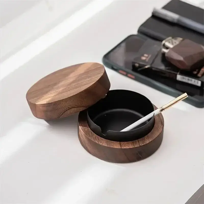 Cendrier en noyer – Couvercle et cuve inox amovible | Chillvibes