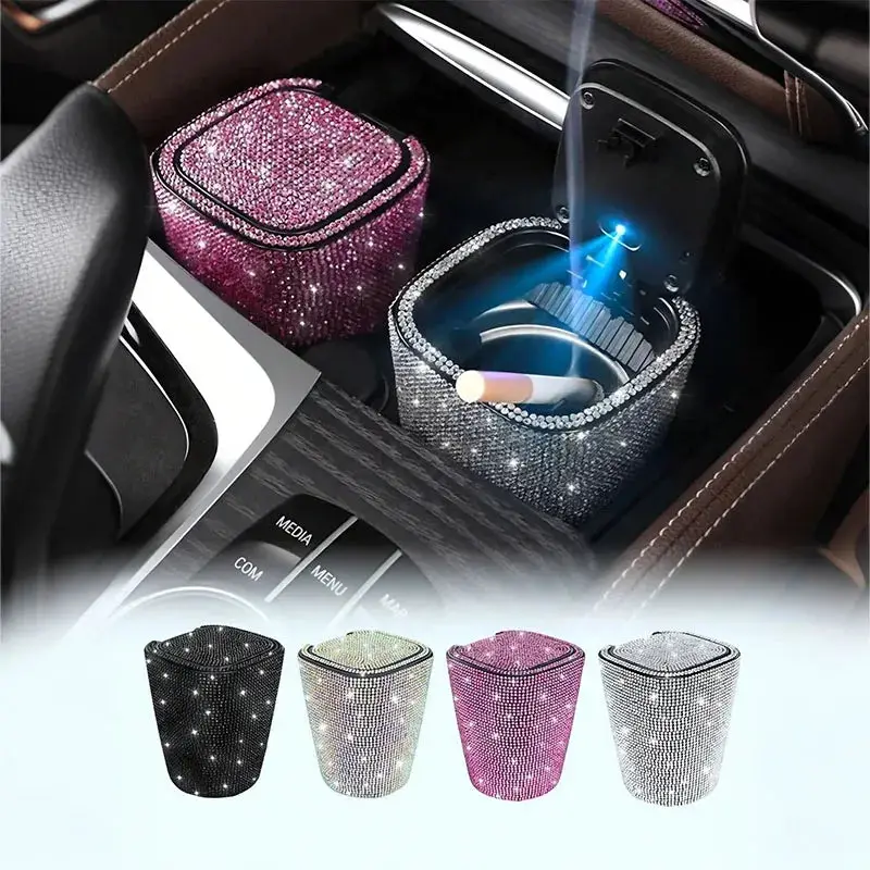 LED Crystal Car Ashtray W/Cover - Night Light, Dustproof, Heat-Resistant ABS, Compact & Stylish for… – vue 2 | Chillvibes