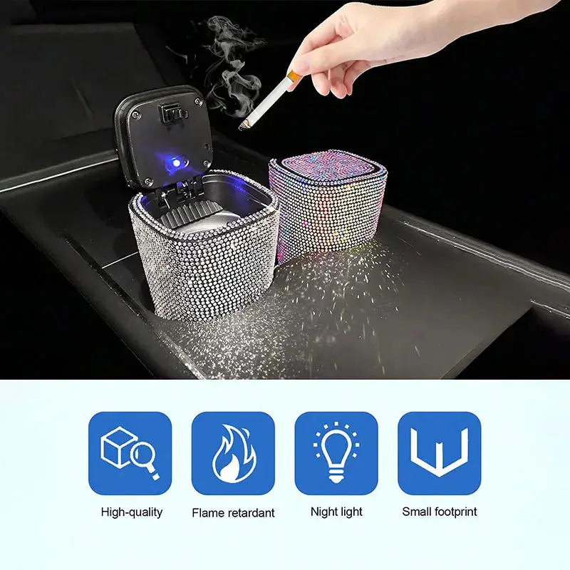 LED Crystal Car Ashtray W/Cover - Night Light, Dustproof, Heat-Resistant ABS, Compact & Stylish for… – vue 3 | Chillvibes