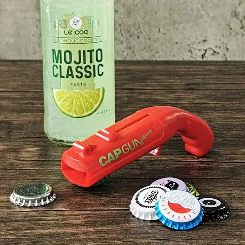 Décapsuleur pistolet – Ouvre-bouteille festif PP & inox – vue 2 | Chillvibes
