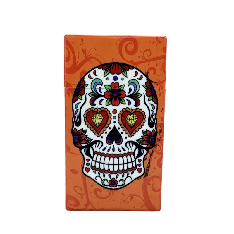 Étui de rangement motif tête de mort – acrylique coloré – Orange | Chillvibes
