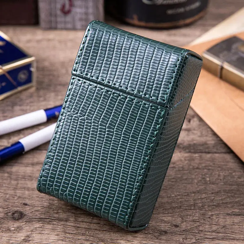 Etui de rangement slim – Cuir PU texturé – Grain de lézard vert | Chillvibes