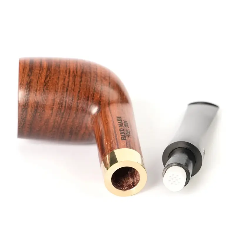 Jibill Handmade Tobacco Pipe Straight Handle Billiard Ball 9mm Pipe Channel Solid Wood Acrylic Mouth Father Gift – vue 2