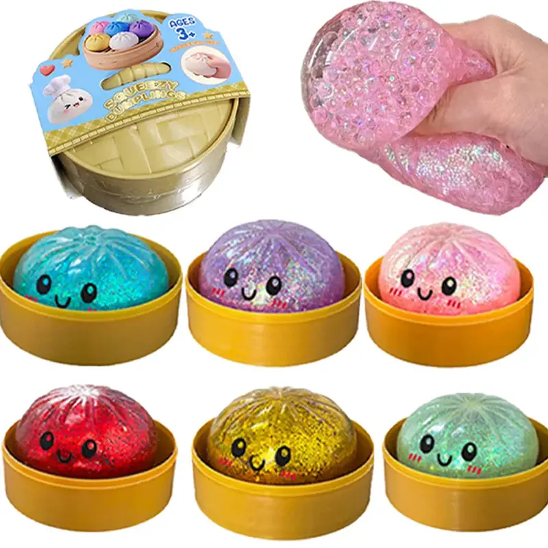 Squishy Dumpling pailletés — Coffret de figurines antistress | Chillvibes