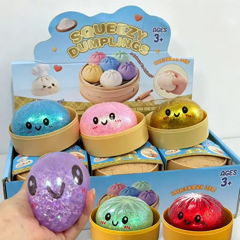 Squishy Dumpling pailletés — Coffret de figurines antistress – vue 2 | Chillvibes