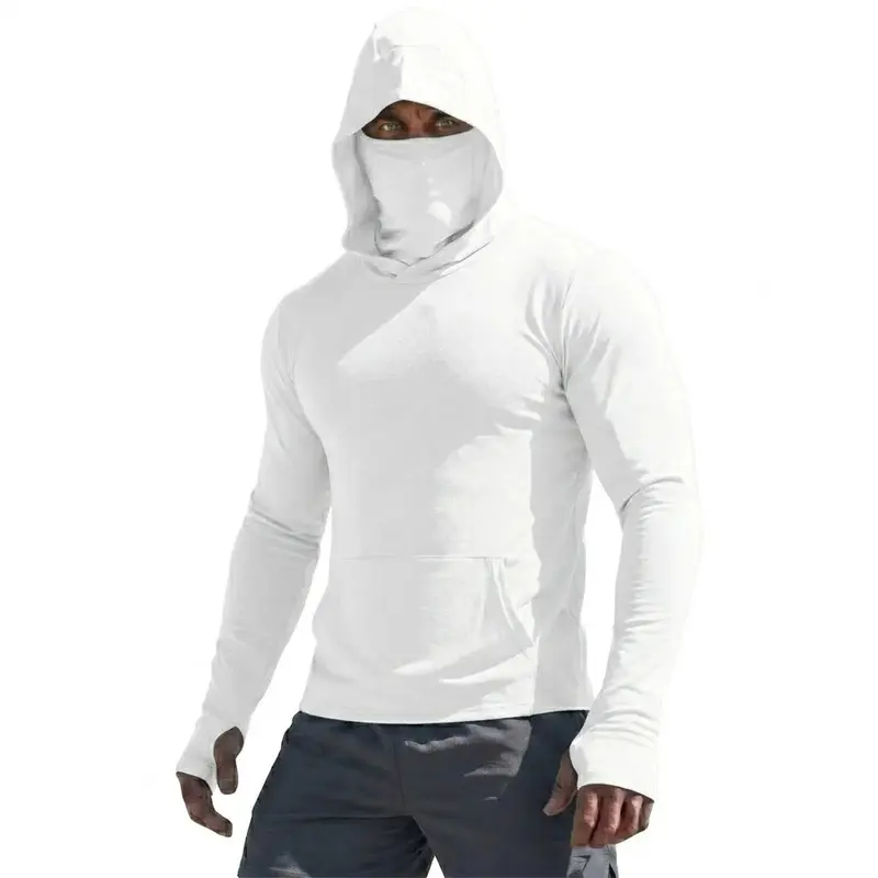 T-Shirt Manches Longues UPF50+ – Hoodie Léger Anti-UV Homme – Blanc | Chillvibes